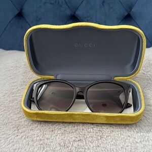 Gucci Women's Black Sunglasses with Smoke Gradient Lenses
